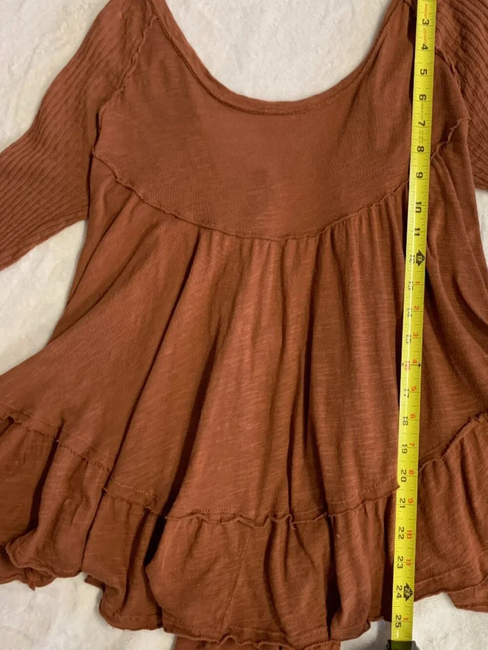 Free People Sundae Tunic Top M Ginger Snap Low Back Boho Cotton Tee